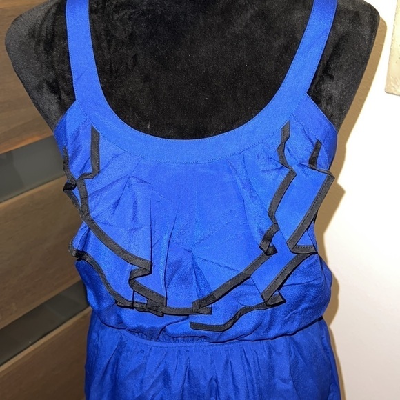 Express blue dress with black ruffle detailing sleeveless Sz S - Picture 2 of 8